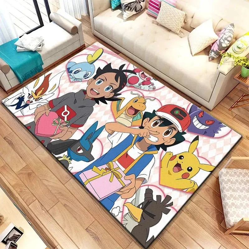 MINISO DISNEY Pikachu Cartoon Carpet Animation for Children Living Room Bedroom Floor Mat Kitchen Children's Bedroom Rug Decor Trikidsworld