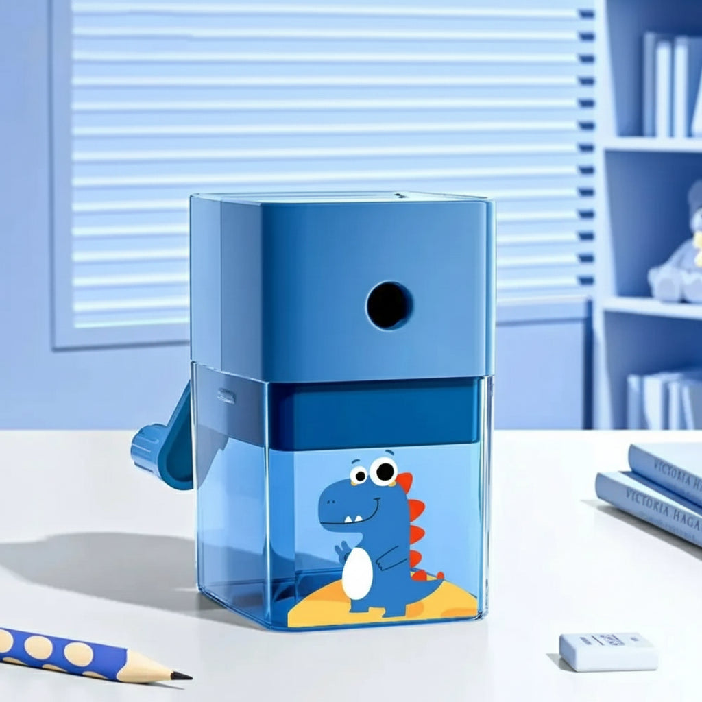 Cartoon Dinosaur Pencil Sharpener – Hand-Cranked & Anti-Jam Trikidsworld