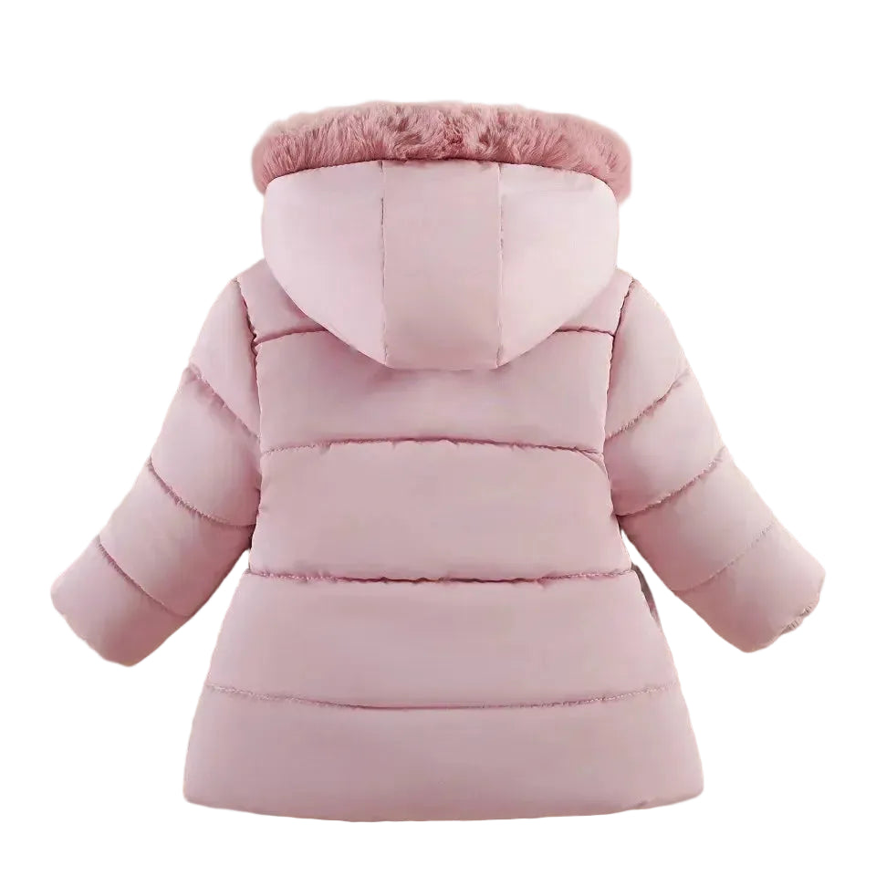 Warm Winter Jacket For Girl Large Hairy Collar Casual Thickened Cotton Jacket Korean Style Baby Down Jacket Children's Coat Trikidsworld