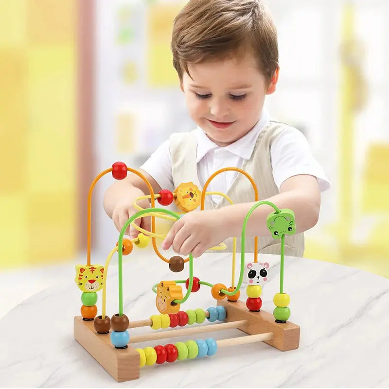 Montessori Wooden Bead Maze & Abacus Toy for Toddlers 1–3 Years Trikidsworld