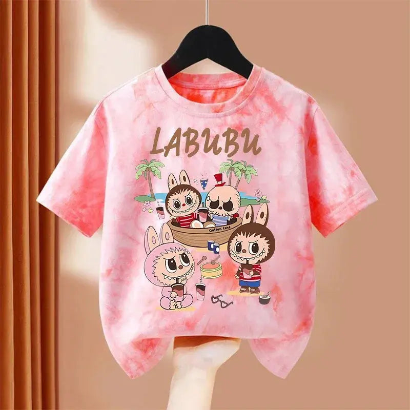 Girls Boys Children Cartoon Tie-dye Short Sleeve T-shirt Summer Cartoon Cotton Clothes Kids Cute Tee Top Birthday Gifts Trikidsworld