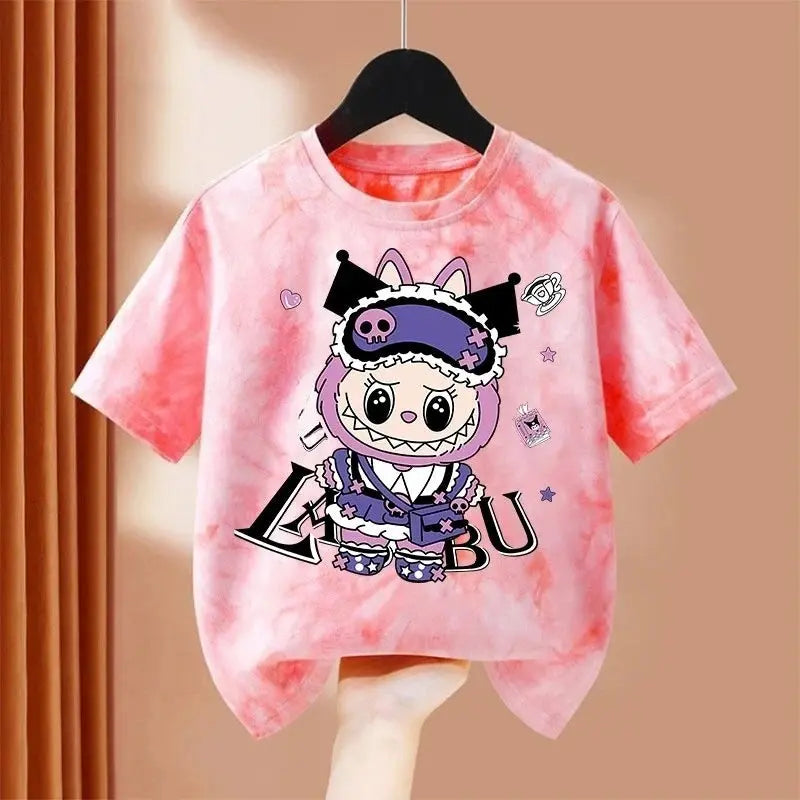 Girls Boys Children Cartoon Tie-dye Short Sleeve T-shirt Summer Cartoon Cotton Clothes Kids Cute Tee Top Birthday Gifts Trikidsworld