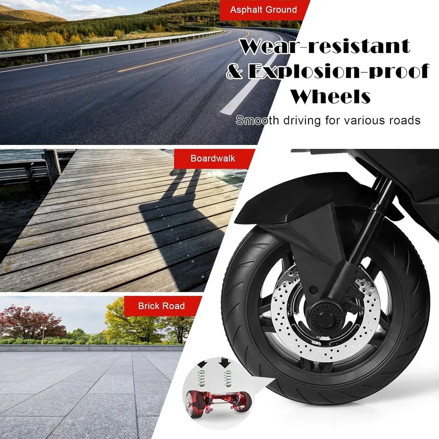 Kids Ride On Motorcycle, 12V Electric Battery Powered Ride On Bike w/Training Wheels, LED Lights, Music, Pedal, Forward/Reverse, Trikidsworld