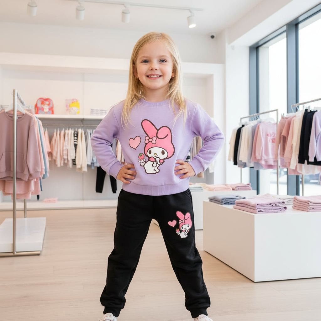 Autumn Baby Girl Clothes Set Children Sanrio My Melody Cartoon Print Sweatshirt and Pants 2 Pieces Suit Kid Long Sleeved Suit Trikidsworld