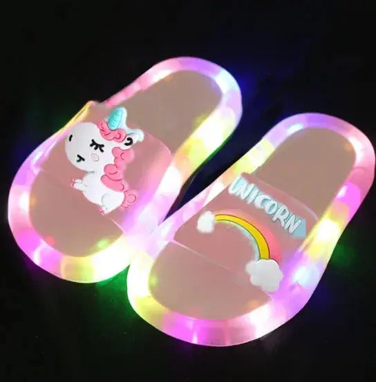 Children‘s Boys Girls Slippers Cartoon Unicorn Animals Prints Shoes Lighted Fashion Cute Shoes Bathroom Kids Toddler Slippers Trikidsworld