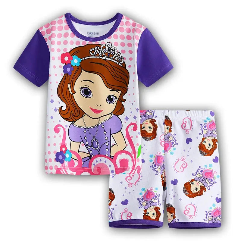 Summer Kids Pyjamas Children Sleepwear Baby Set Elsa Girls Minnie Short sleeved Pijamas Cotton Nightwear Clothes Pajamas Sets Trikidsworld