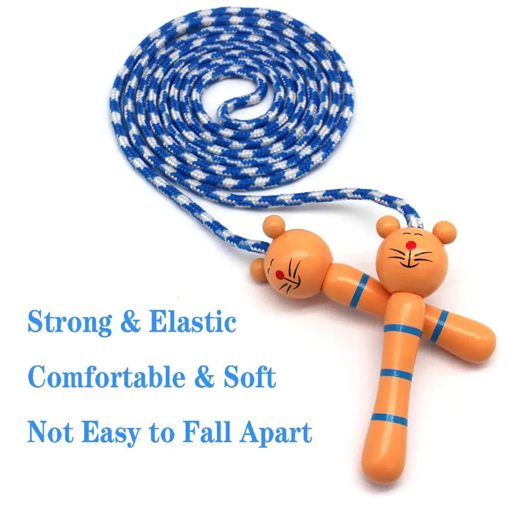 2 Pcs Kids Jump Ropes Wood Handle Sport Bodybuilding Fitness Lovely Cartoon Skipping Ropes Lose Weight Exercise Gym Equipment Trikidsworld