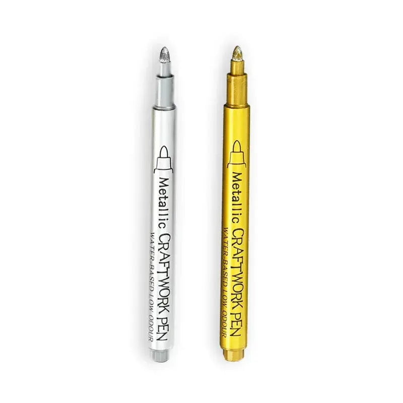 2/1Pc Brush Metallic Marker Pens Gold Silver Color Permanent Art Marker For Manga Crafts Scrapbooking School Stationery Supplies Trikidsworld