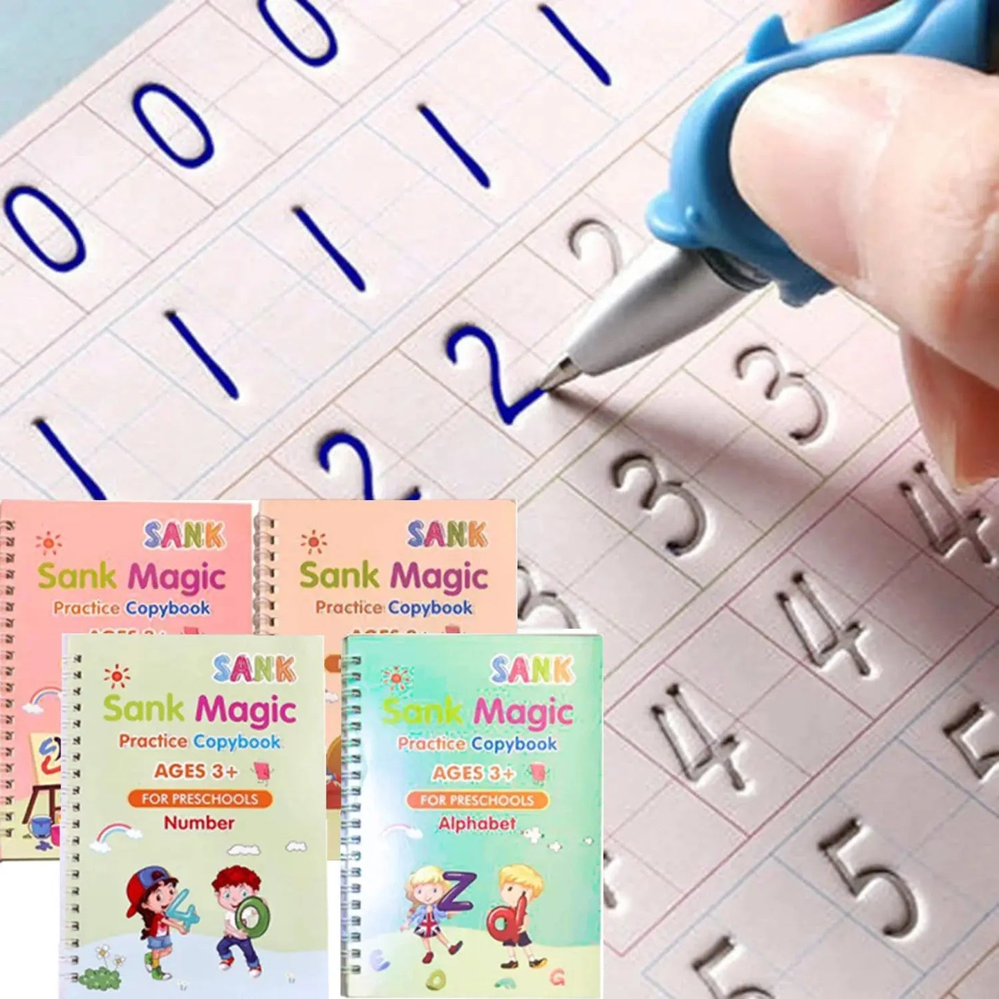 Sank Magic Practice Copybook Pen Preschools Kids Calligraphy English Verison Free Wiping Children Reusable Writing Book Trikidsworld