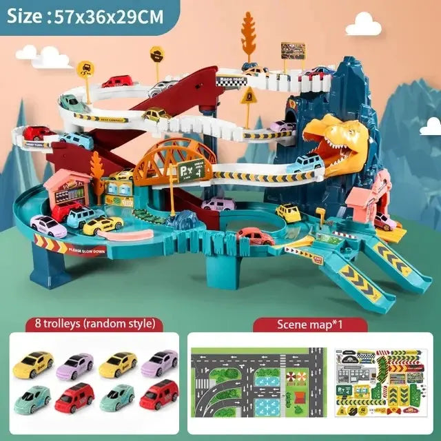 Electric Dinosaur Mountain Track Car Adventure Game Racing Rail Car Toys Track Interactive Train Children's Educational Toys Trikidsworld