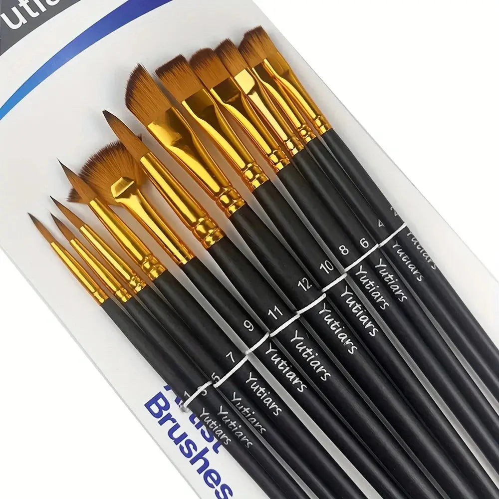 12/24pcs Professional Artist Painting Brush Oil Painting Watercolor Set For Oil, Acrylic, Canvas, Gouache,Includes Fine Detail Trikidsworld