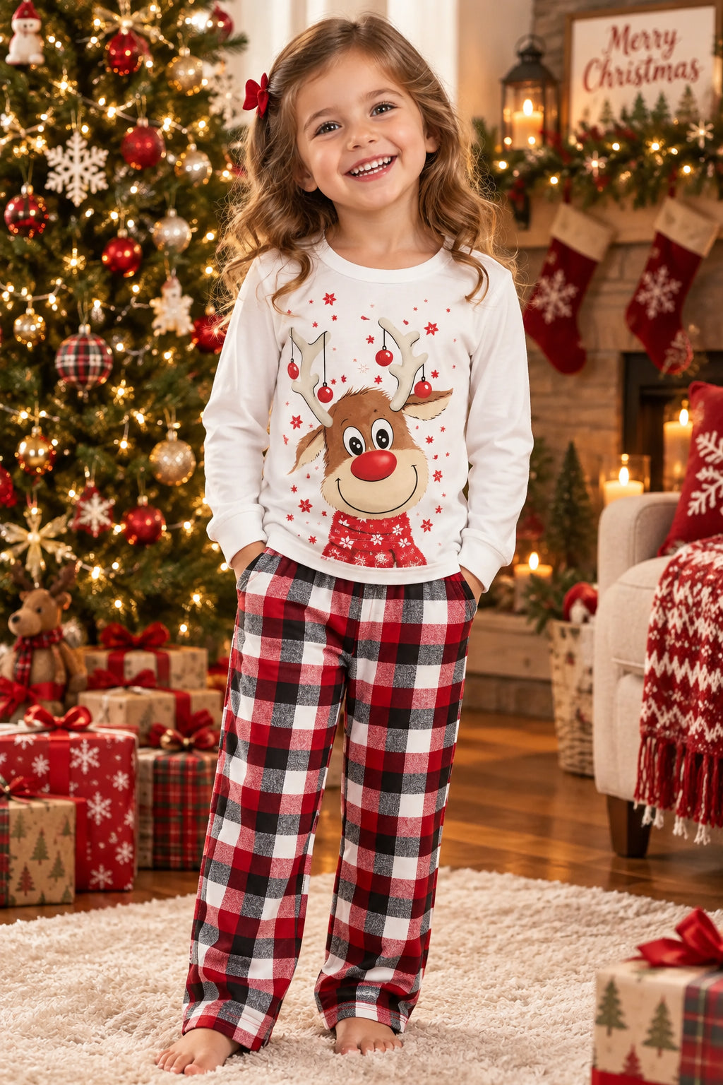 Christmas Family Matching Pajamas Sets Parent-Child Mother Daughter Cotton Suit Father Son Cartoon Top Trousers Outfits Trikidsworld