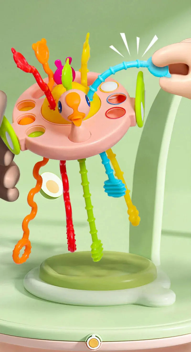 Baby Montessori Pull String Sensory Toys – Teething & Activity Silicone Toys for 6-12 Months Trikidsworld