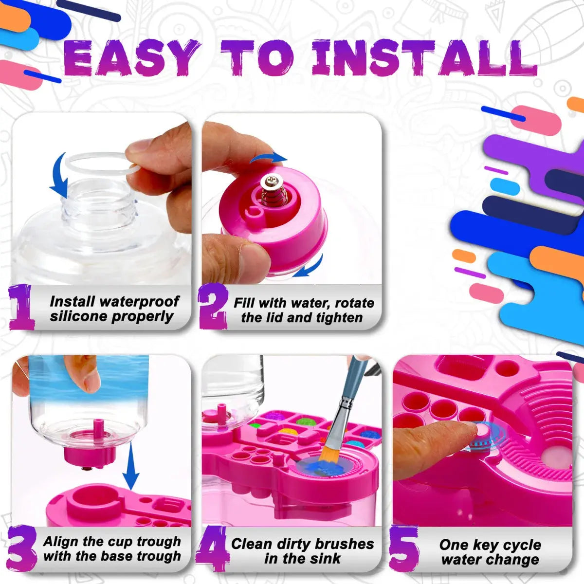 New Paint Brush Cleaner With Drain Button Automatic Water Circulation Paint Brush Cleaning Machine Cleaning Bucket Art Tools Trikidsworld