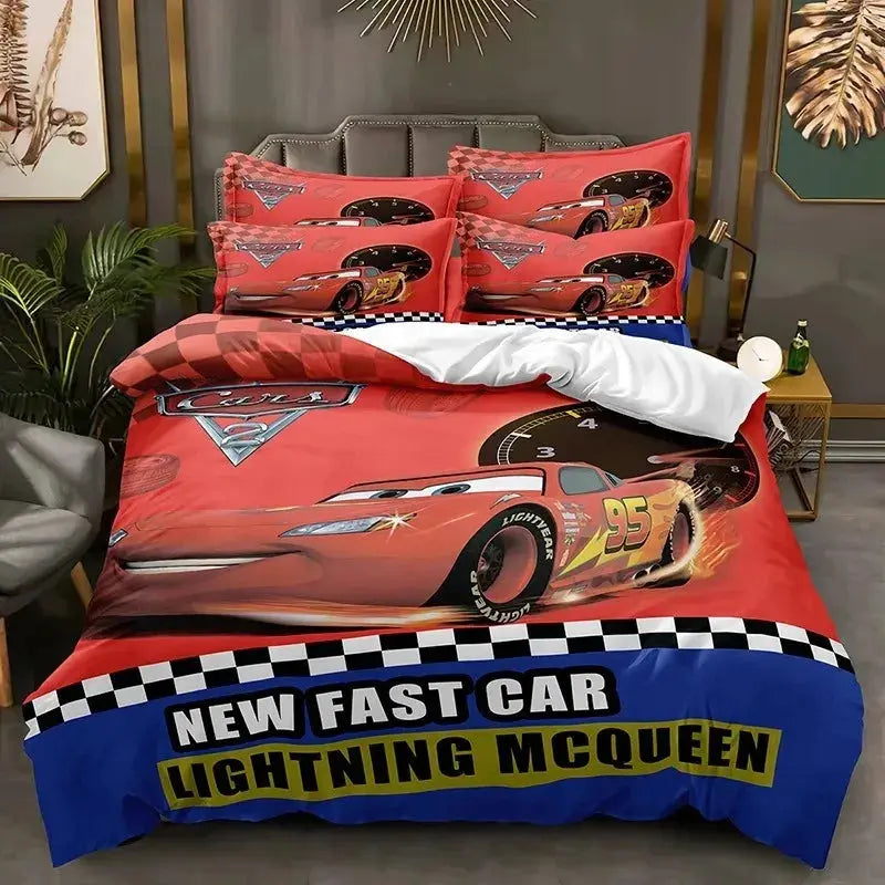 Cartoon Cars Bedding Set Lightning McQueen Duvet Cover Boy's Bedclothes Bed Linen Gift for Kids Trikidsworld