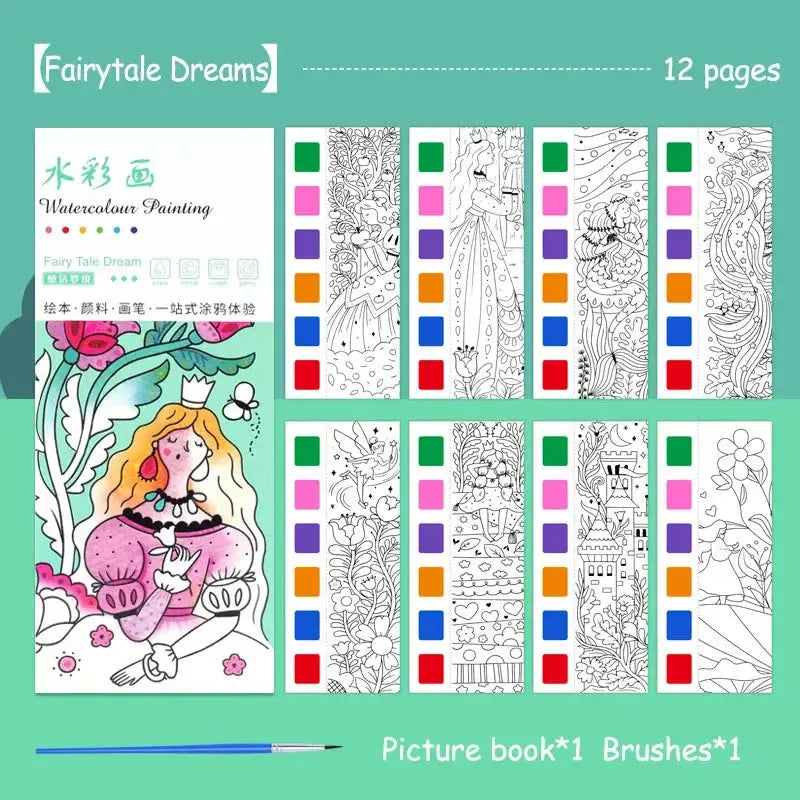12 pages Children's Watercolor Coloring Book,Drawing Toys For Children Birthday, Thanksgiving, Halloween, Easter, Christmas gift Trikidsworld