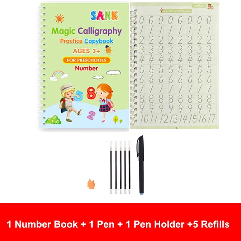 Sank Magic Practice Copybook Pen Preschools Kids Calligraphy English Verison Free Wiping Children Reusable Writing Book Trikidsworld