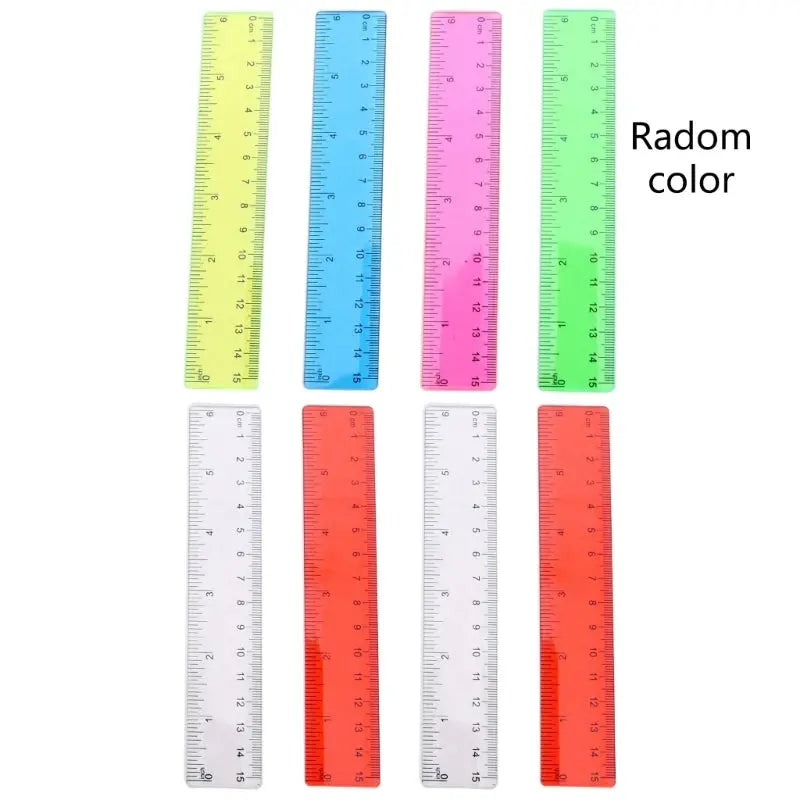 8 Pcs 15CM Colorful Transparent Ruler Plastic Rulers Straight Shatterproof Ruler Math Supplies School Office Measuring Tools Trikidsworld