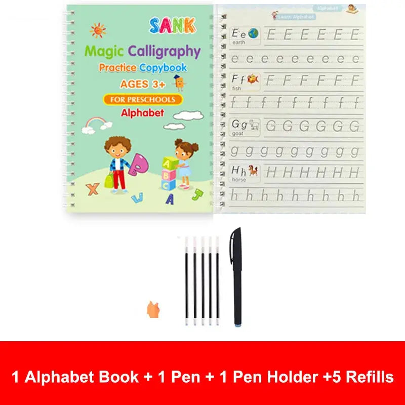 Sank Magic Practice Copybook Pen Preschools Kids Calligraphy English Verison Free Wiping Children Reusable Writing Book Trikidsworld