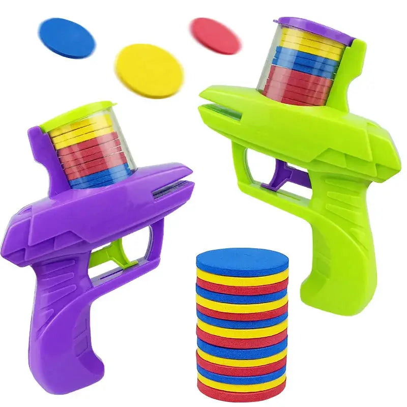 Kids Outdoor Game Foam Disc Gun Toy Flying Disc Shooting Launcher Gun Double Parent-child Interactive Children Toy Trikidsworld