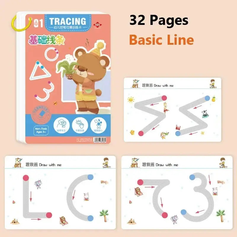 Magical Tracing Workbook Educational Montessori Books for Children Pen Control Training Reusable Calligraphy Copybook for Kids Trikidsworld
