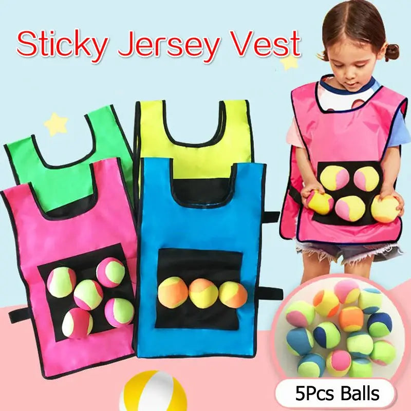 Outdoor Sport Game Props Vest Sticky Jersey Vest Game Vest Waistcoat With Sticky Ball Throwing Toys For Children Kids Sports Toy Trikidsworld