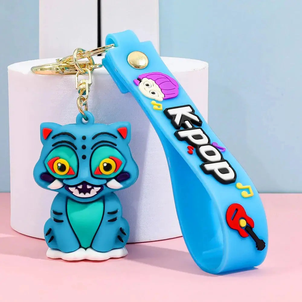 3D Printed Anime Movie Kpop Demon Hunters Girls Derpy Keychains Doll Cute Tiger Action Model Toy Collection Gifts Trikidsworld