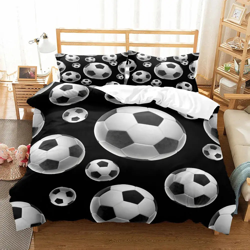 Watercolor Soccer Children Duvet Cover Set King Queen Double Full Twin Single Size Bed Linen Set Trikidsworld