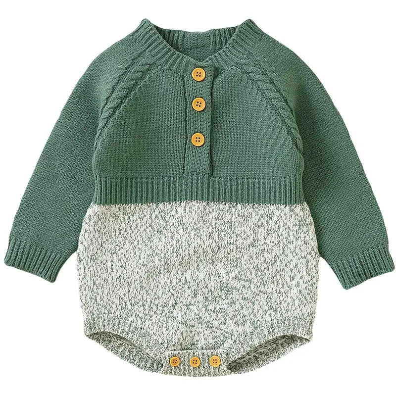 2025 Christmas Baby unisex Jumpsuit Green Newborn Cute Clothes Autumn Winter Boys Girls Round Neck Christmas Gift Knit Bodysuit Trikidsworld