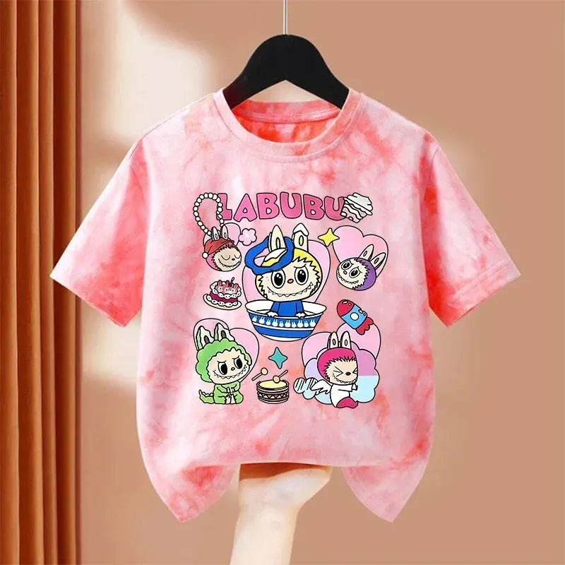 Girls Boys Children Cartoon Tie-dye Short Sleeve T-shirt Summer Cartoon Cotton Clothes Kids Cute Tee Top Birthday Gifts Trikidsworld
