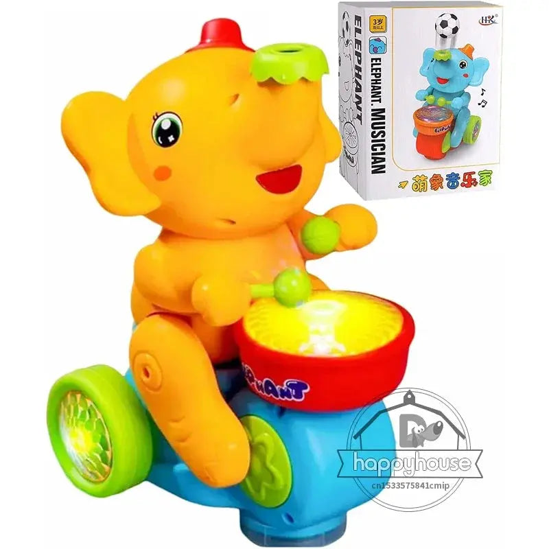 Musical Walking Elephant Drummer Toys for Kid Musical Toy with LED Light Music Sensory Activity Toys Learning Educational Toys Trikidsworld