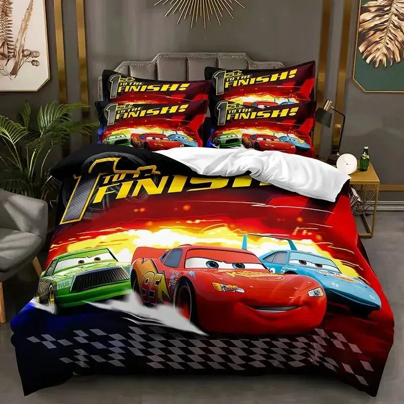 Cartoon Cars Bedding Set Lightning McQueen Duvet Cover Boy's Bedclothes Bed Linen Gift for Kids Trikidsworld