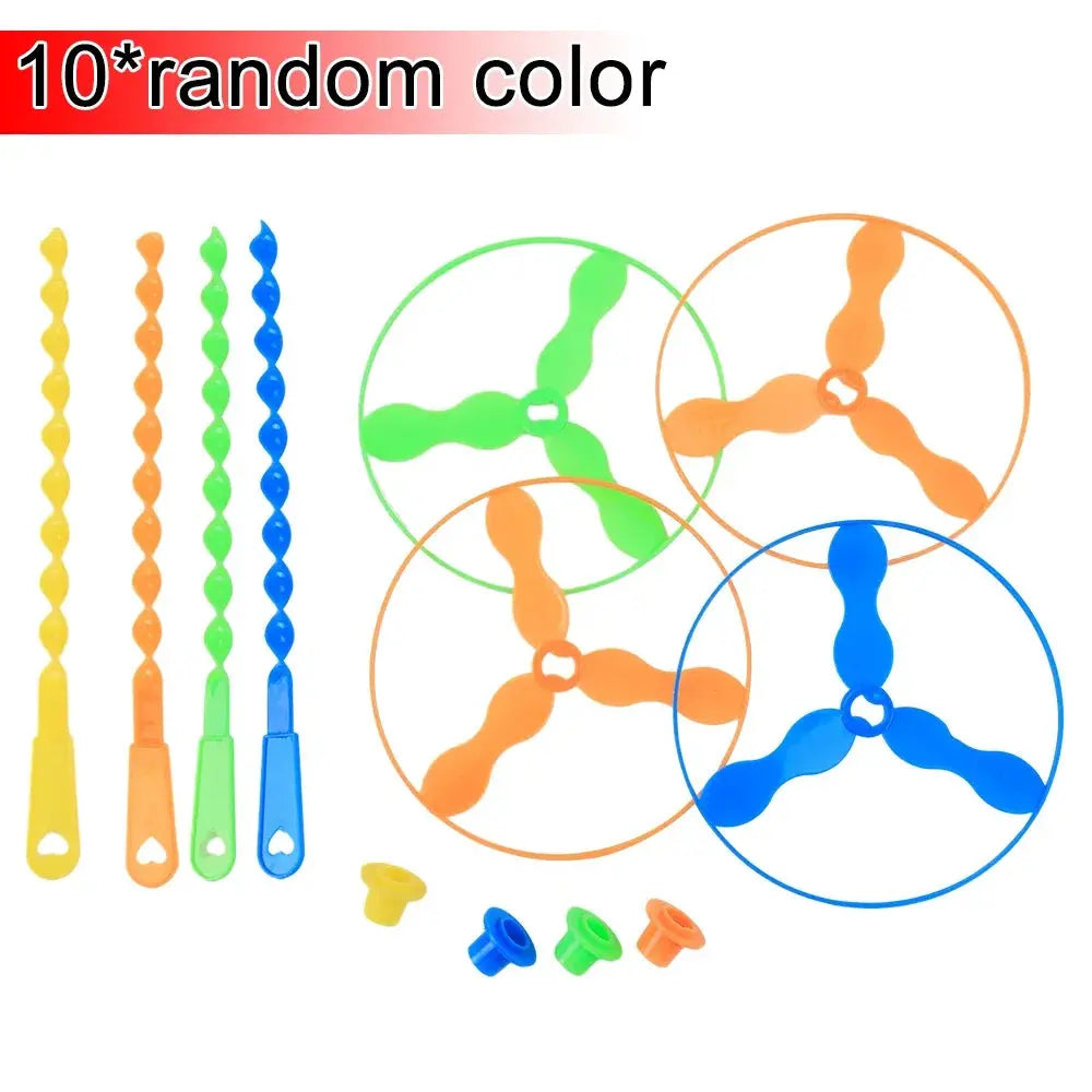 1-10Pcs Flying Helicopter Toy Hand Rotating Circle Bamboo Dragonfly Hand Rub Plastic Propeller for Outdoor Flying Toy Kids Gift Trikidsworld