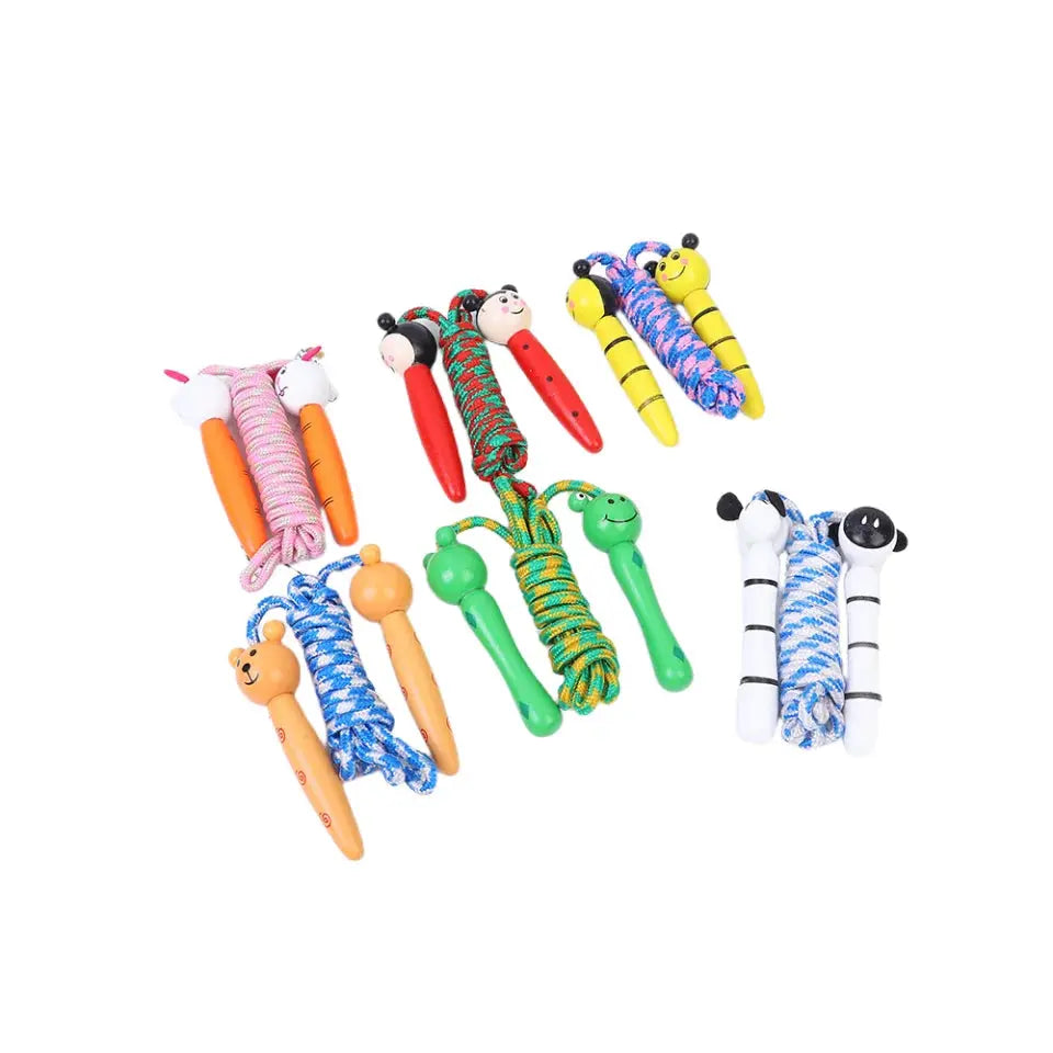 2 Pcs Kids Jump Ropes Wood Handle Sport Bodybuilding Fitness Lovely Cartoon Skipping Ropes Lose Weight Exercise Gym Equipment Trikidsworld