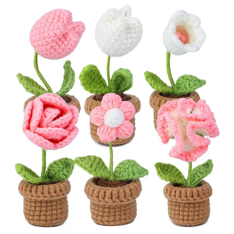 KRABALL 6pcs Crochet Flower Kit – Beginner Set with Yarn, Needles, and Video Tutorial Trikidsworld