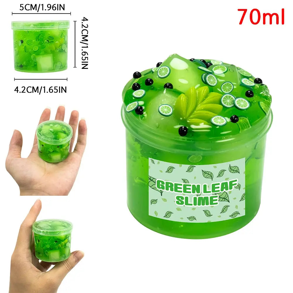 70/300ml Large Crunchy Crystal Slime Kit - Leaf Watermelon Grape Premade Slime Pack Set Non-Sticky Jelly Cube Slime for Party Trikidsworld