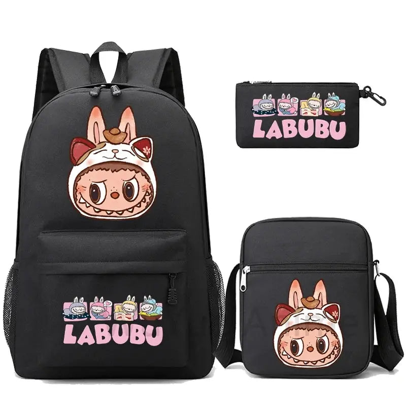 3Pcs/set Cartoon Printed Backpack Teenager Student Boy Girl Schoolbag Larger Capacity Bagpack Travel Bag Kid Gift Mochila Trikidsworld