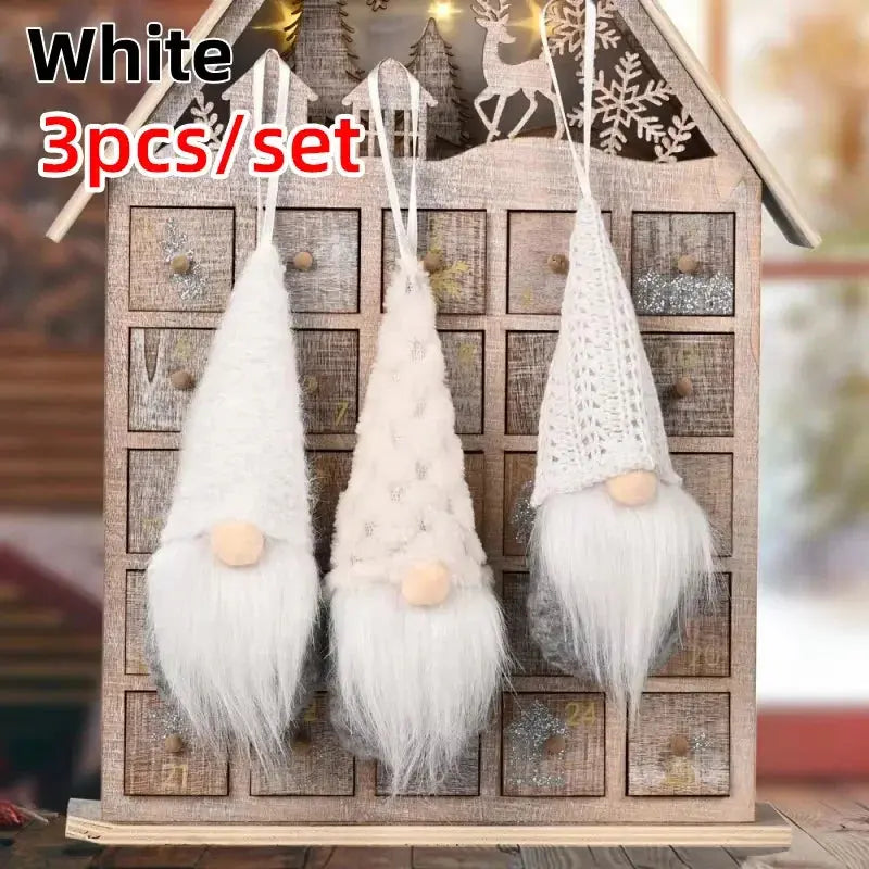 3pcs Christmas Gnomes Plush Santa Doll Knitted Fabric Xmas Tree Hanging Ornaments Gonk Dwarf Elf Decoration Gifts New Year Trikidsworld