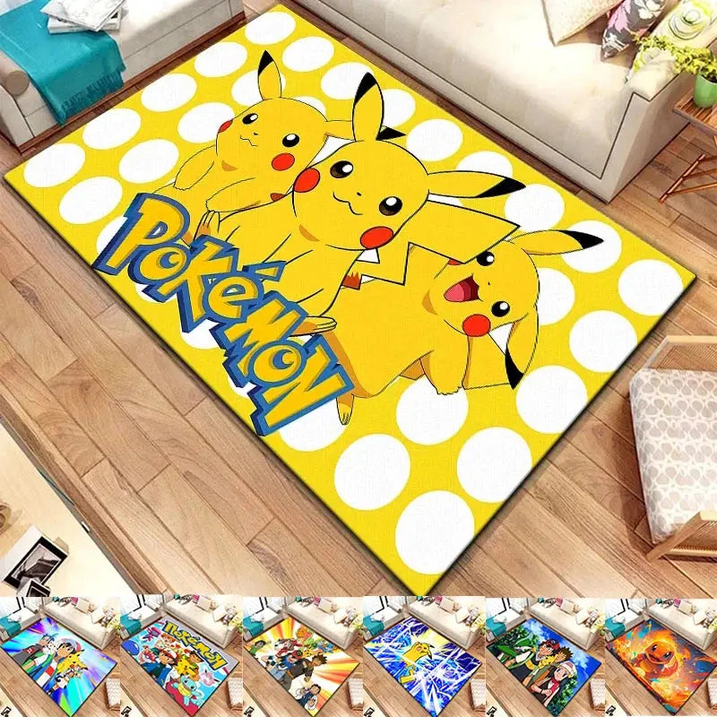 MINISO DISNEY Pikachu Cartoon Carpet Animation for Children Living Room Bedroom Floor Mat Kitchen Children's Bedroom Rug Decor Trikidsworld