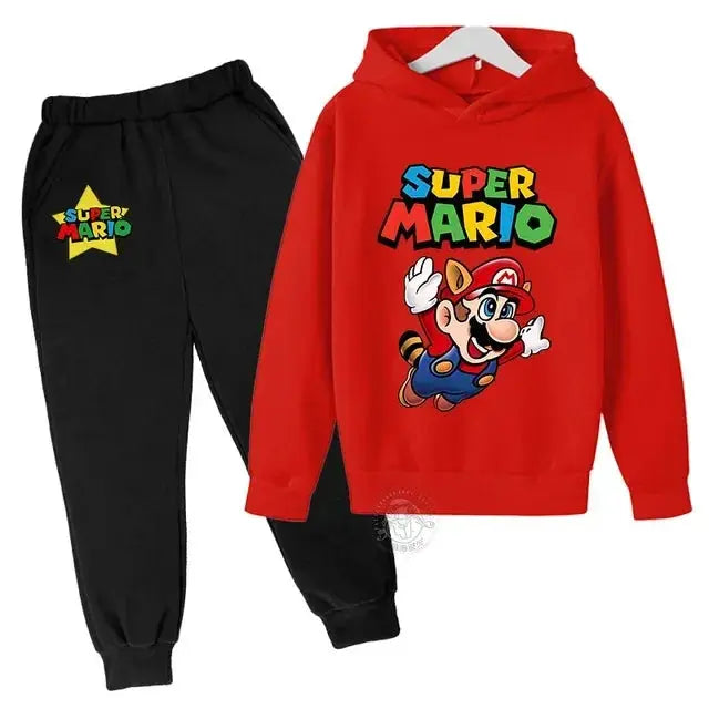 Super Mario Bros Boy Girl Hoodie Suit Spring Autumn Kids Hooded Sportswear Setspants Boys Pokemon Clothes 2-14 Years Children's Trikidsworld