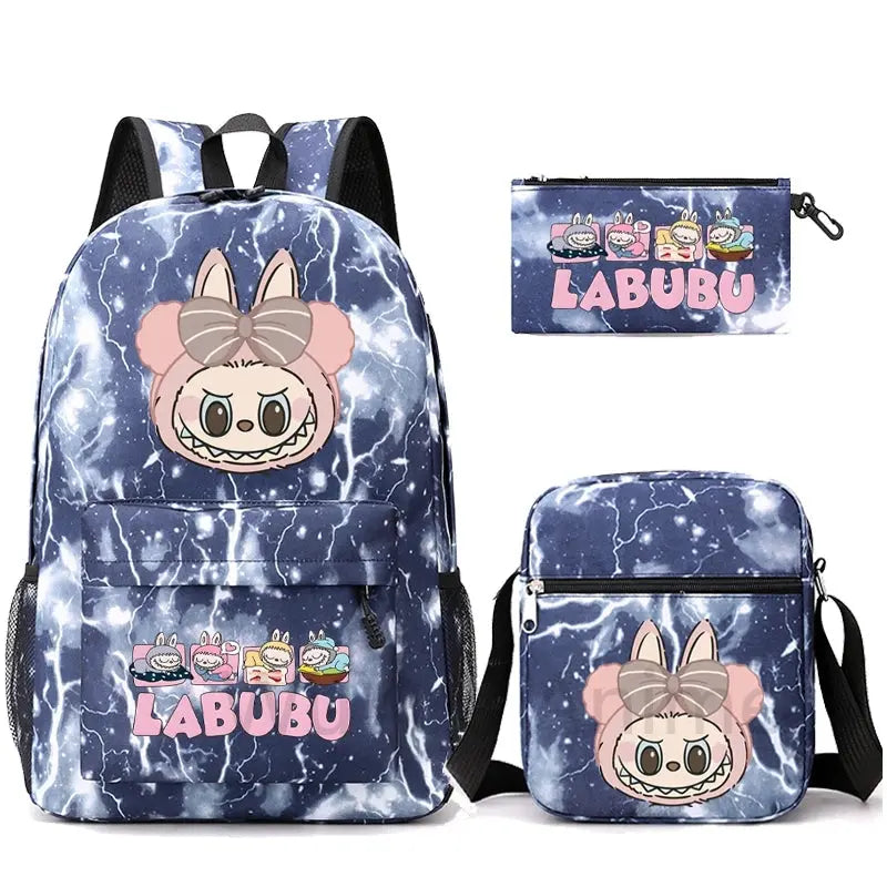 3Pcs/set Cartoon Printed Backpack Teenager Student Boy Girl Schoolbag Larger Capacity Bagpack Travel Bag Kid Gift Mochila Trikidsworld