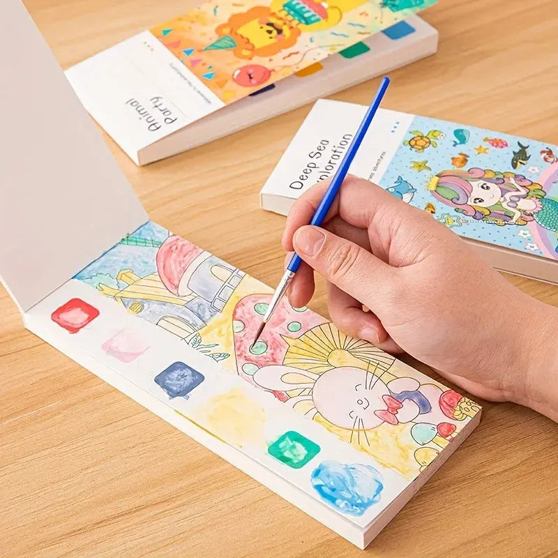 12 pages Children's Watercolor Coloring Book,Drawing Toys For Children Birthday, Thanksgiving, Halloween, Easter, Christmas gift Trikidsworld
