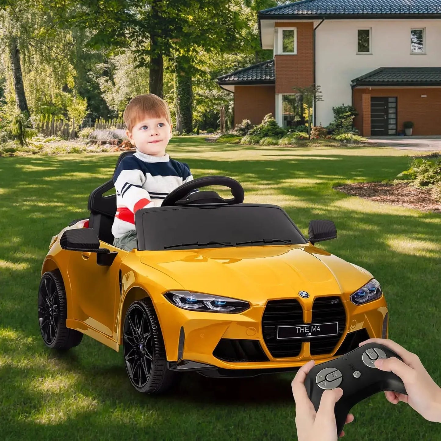 12V Ride On Car for Kids,Licensed M4 Battery Powered Vehicle Car for Boys and Girls, with Remote Control,3 Speed,Led Light (Yell Trikidsworld