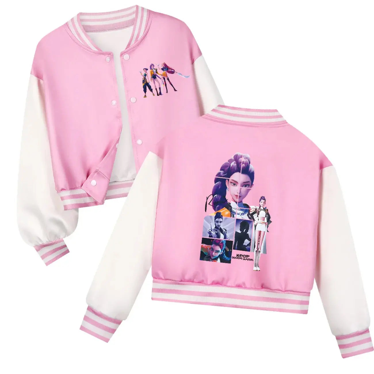 Kids Cartoon KPop Demon Hunters Huntrix Printed Baseball Uniform Hoodie + Pants Spring/Fall Clothing Boys and Girls Tracksuit Trikidsworld