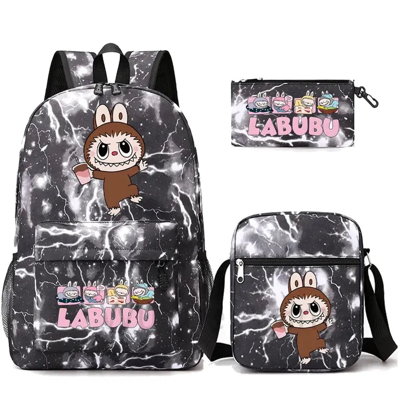 3Pcs/set Cartoon Printed Backpack Teenager Student Boy Girl Schoolbag Larger Capacity Bagpack Travel Bag Kid Gift Mochila Trikidsworld