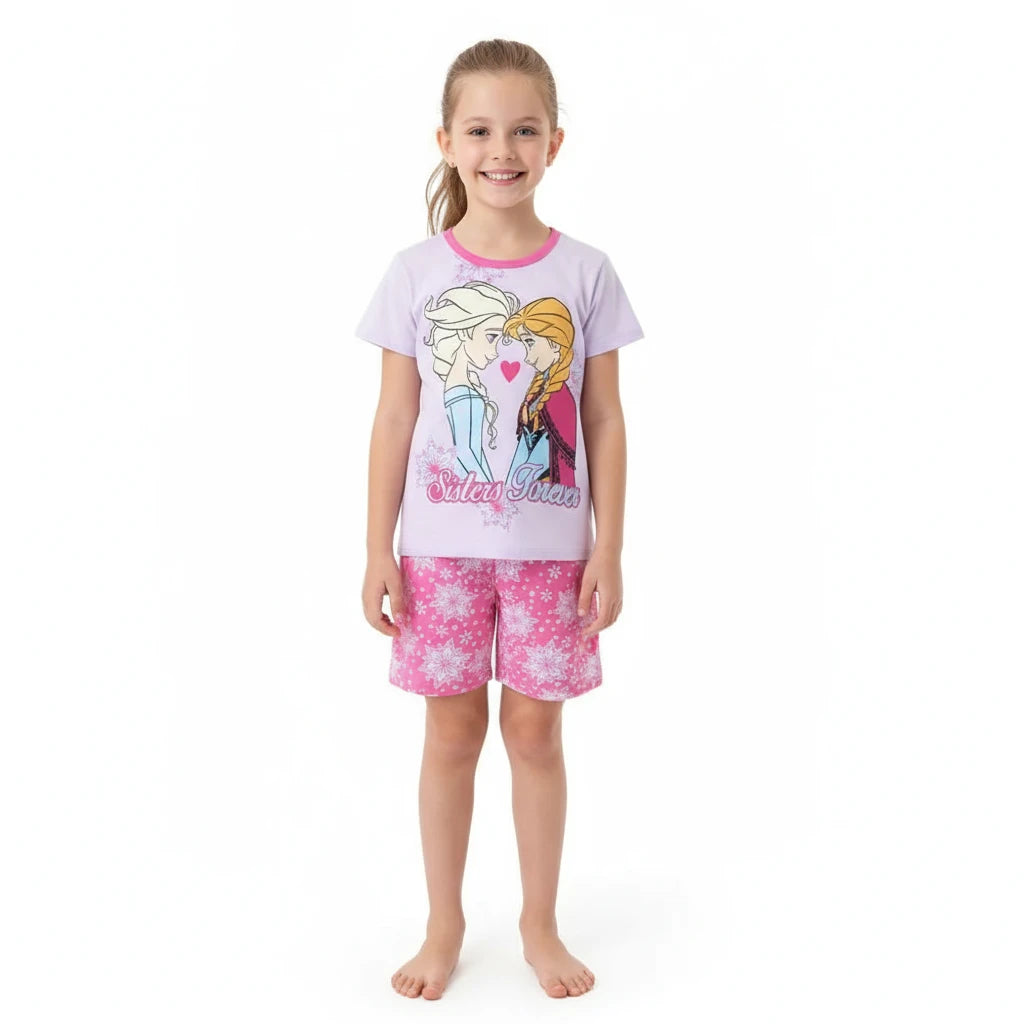 Casual Frozen Snow Queen Children's Summer Short Sleeve Pajamas Cartoon Suit Girls Cotton Kids Pajamas Dress Costumes Trikidsworld