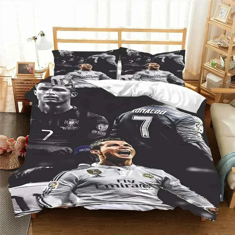 Football Star CR7 Soccer Bedding Set Boys Girls Twin Queen Size Duvet Cover Pillowcase Bed Boys Adult Fashion Home Textileextile Trikidsworld