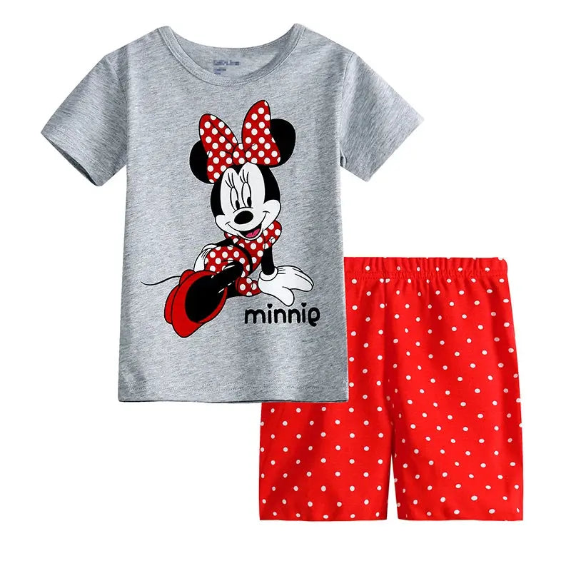 Summer Kids Pyjamas Children Sleepwear Baby Set Elsa Girls Minnie Short sleeved Pijamas Cotton Nightwear Clothes Pajamas Sets Trikidsworld