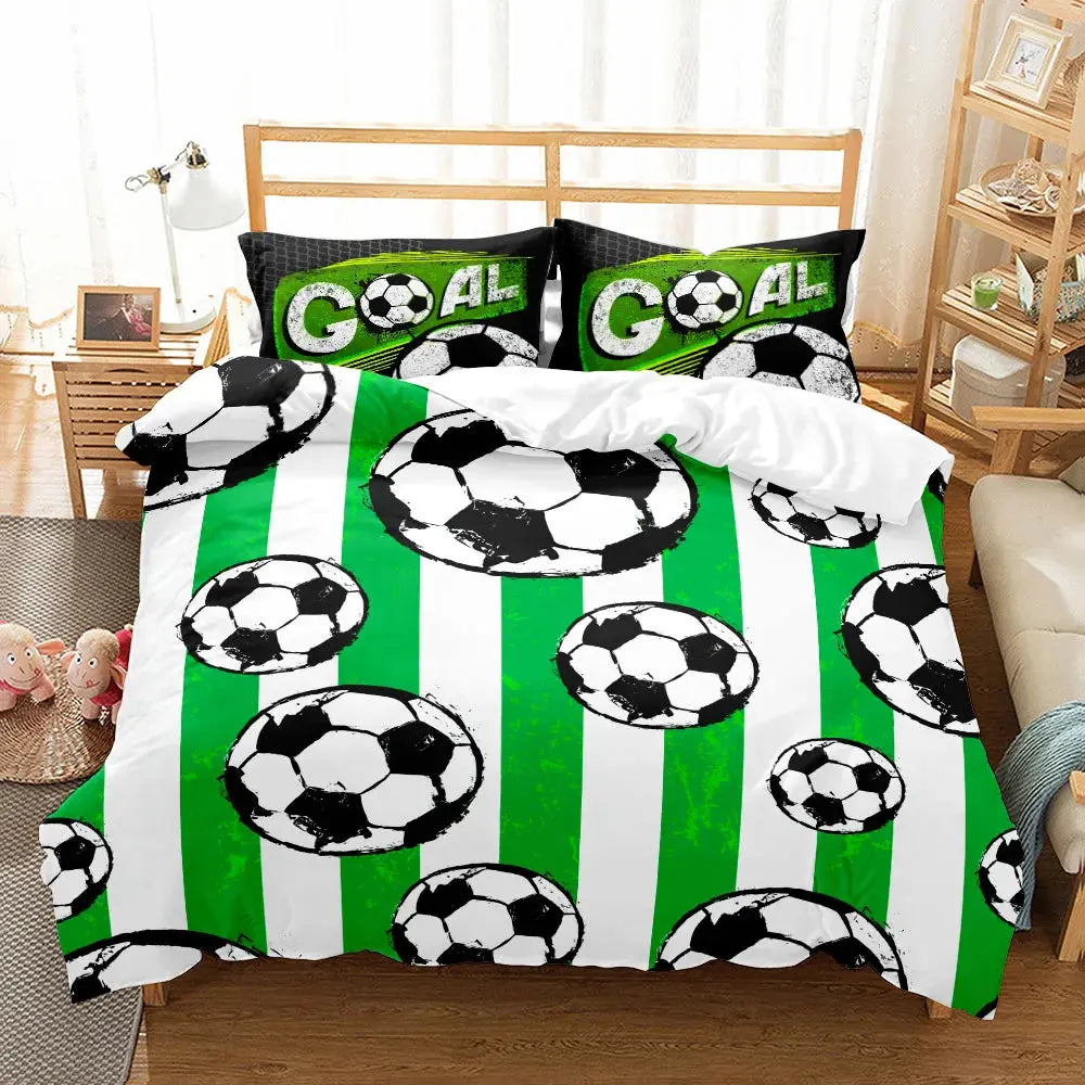 Watercolor Soccer Children Duvet Cover Set King Queen Double Full Twin Single Size Bed Linen Set Trikidsworld