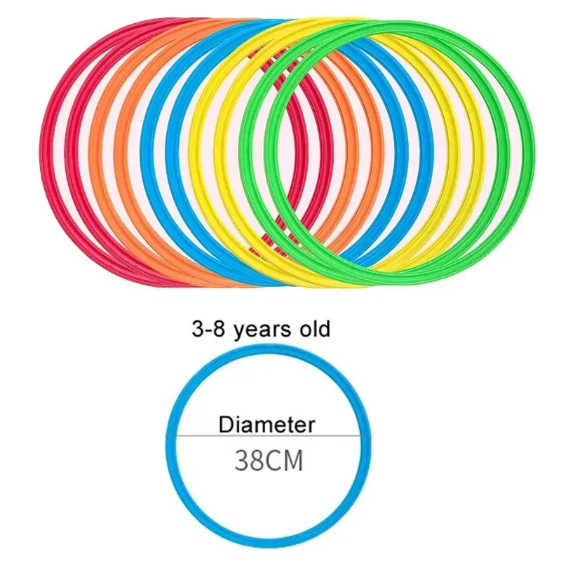 Outdoor Kids Funny Physical Training Sport Toys Lattice Jump Ring Set Game with 10 Hoops 10 Connectors for Park Play Boys Girls Trikidsworld